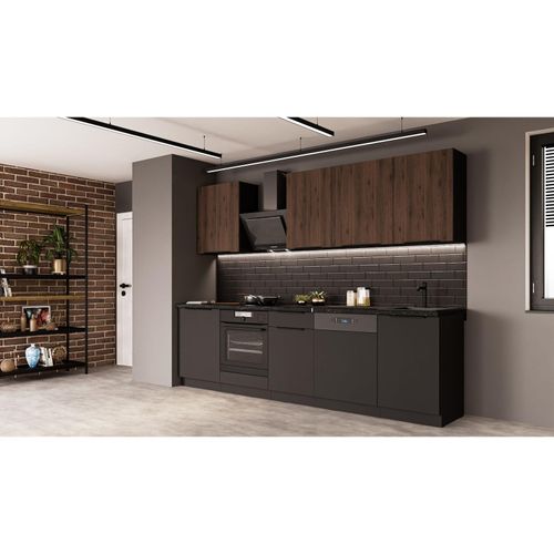 4255832101203 - Küche SIENA + MONZA BASIC 280 cm Küchenzeile Küchenblock Einbauküche Nussbaum 4255832101203 - Küche SIENA + MONZA BASIC 280 cm Küchenzeile Küchenblock Einbauküche Nussbaum