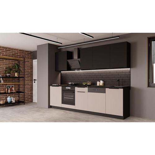4255832101241 - Küche ARONA SIENA BASIC 280 Küchenzeile Küchenblock Einbauküche Kaschmir Schwarz