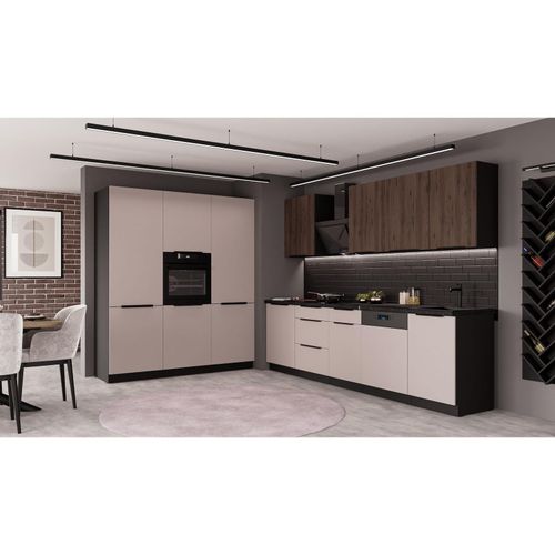 4255832101777 - Küche ARONA MONZA 280 + 180 Küchenzeile Küchenblock Einbauküche Nußbaum Kaschmir 4255832101777 - Küche ARONA MONZA 280 + 180 Küchenzeile Küchenblock Einbauküche Nußbaum Kaschmir