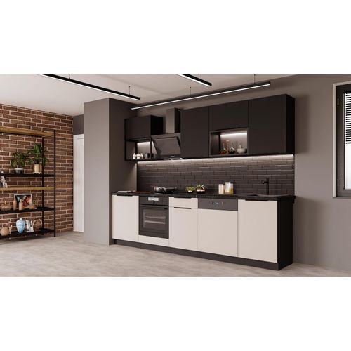 4255832101852 - Küche ARONA + SIENA BASIC LOFT 280 cm Küchenzeile Küchenblock Kaschmir Schwarz 4255832101852 - Küche ARONA + SIENA BASIC LOFT 280 cm Küchenzeile Küchenblock Kaschmir Schwarz