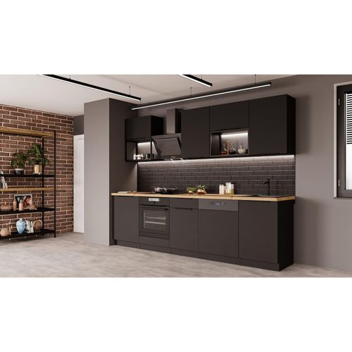 4255832101784 - Küche SIENA BASIC LOFT 280 cm Küchenzeile Küchenblock Einbauküche Schwarz matt 4255832101784 - Küche SIENA BASIC LOFT 280 cm Küchenzeile Küchenblock Einbauküche Schwarz matt