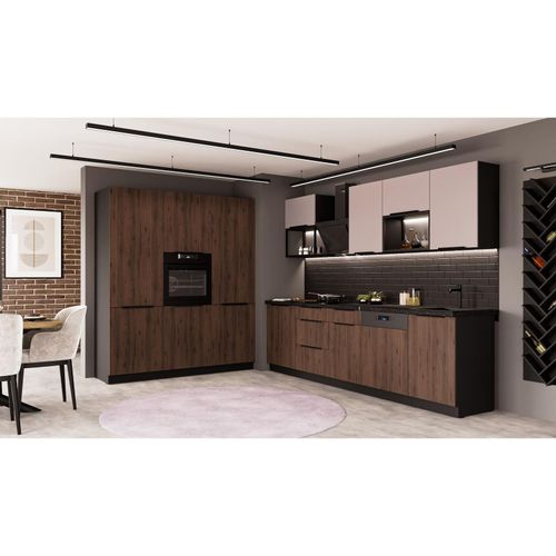 4255832101937 - Küche MONZA ARONA LOFT 280 + 180 Küchenzeile Küchenblock Nussbaum Okapi Kaschmir 4255832101937 - Küche MONZA ARONA LOFT 280 + 180 Küchenzeile Küchenblock Nussbaum Okapi Kaschmir