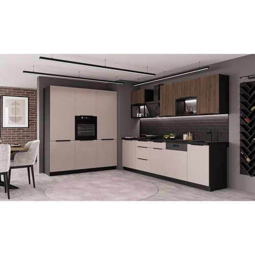 4255832101968 - Küche ARONA + MONZA LOFT 280 + 180 cm Küchenzeile Küchenblock Nußbaum Kaschmir
