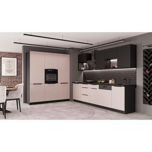 4255832101944 - Küche ARONA + SIENA LOFT 280 + 180 cm Küchenzeile Küchenblock Kaschmir Schwarz 4255832101944 - Küche ARONA + SIENA LOFT 280 + 180 cm Küchenzeile Küchenblock Kaschmir Schwarz