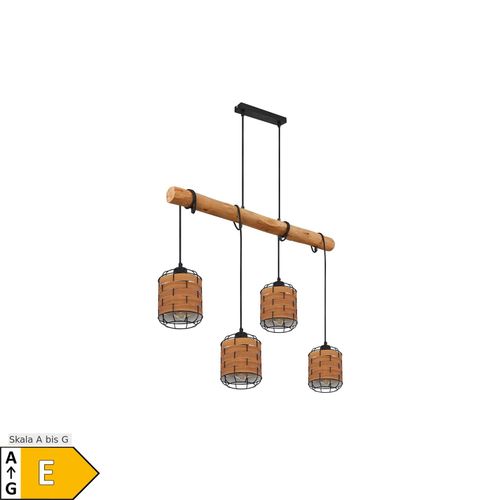 9007371488230 - Pendelleuchte 4 flammig Lampenschirm Hängelampe Holzoptik Wohnzimmerlampe zum verstellen Metall Kunststoff schwarz braun 4x E27 Fassungen LxBxH 9007371488230 - Pendelleuchte 4 flammig Lampenschirm Hängelampe Holzoptik Wohnzimmerlampe zum verstellen Metall Kunststoff schwarz braun 4x E27 Fassungen LxBxH