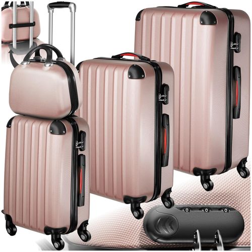 4061173069474 - tectake® Hartschalenkoffer-Set 4-teilig 3 Trolleys und Beauty-Case aus robustem ABS-Kunststoff 360° drehbare abnehmbare Rollen mit TSA-Zahlenschloss