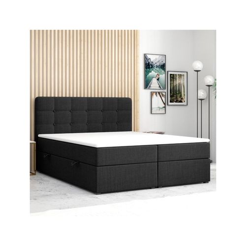 4262413690919 - Möbel Punkt Boxspringbett PRAG Chesterfield – Optik mit Bettkasten 180 x 200 cm Webstoff Schwarz Bet