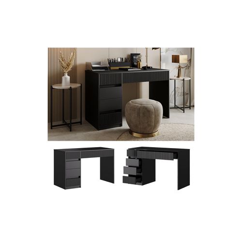 4066731413812 - Schreibtisch Omira Schwarz 120 x 55 cm mit 5 Schubladen Vicco