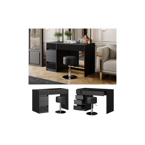 4066731397297 - - Schminktisch Omira Schwarz 120 cm mit Hocker 4066731397297 - - Schminktisch Omira Schwarz 120 cm mit Hocker