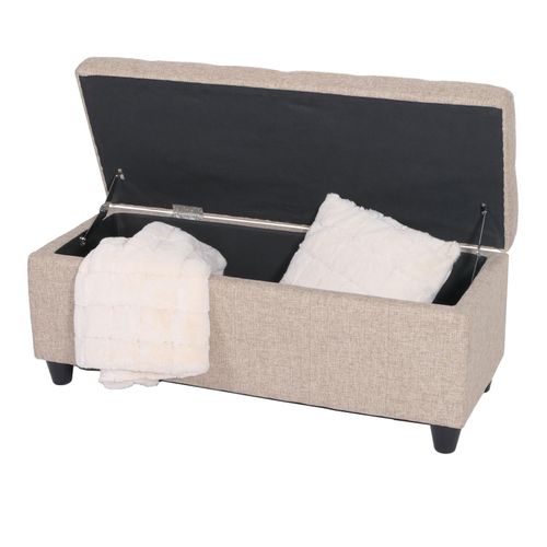 4057651083018 - Aufbewahrungs-Truhe Kriens Sitzbank Bank Stoff Textil 45x114x45cm MVG-zertifiziert ~ beige 4057651083018 - Aufbewahrungs-Truhe Kriens Sitzbank Bank Stoff Textil 45x114x45cm MVG-zertifiziert ~ beige