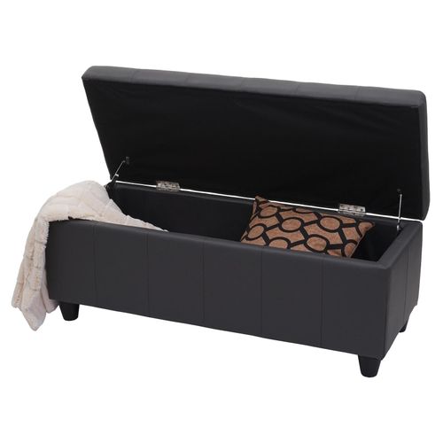 4057651402208 - Aufbewahrungs-Truhe Kriens Sitzbank Bank Kunstleder 45x114x45cm ~ grau matt