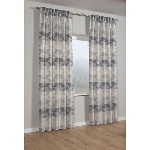 4040976249788 - Gardine Schal Raute Gr 1 grau B140cm H245cm Polyester Gardinen mit Gardinenband und verdeckten Schlaufen