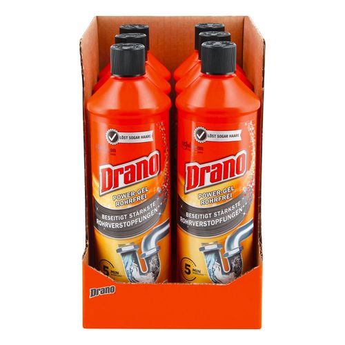 5000204137736 - Drano Power Gel Rohrfrei Abflussreiniger 1 Liter 6er Pack 5000204137736 - Drano Power Gel Rohrfrei Abflussreiniger 1 Liter 6er Pack