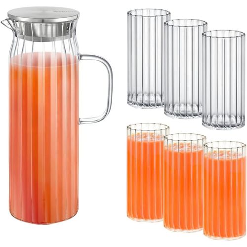 8682455438267 - Glaskaraffe 15L mit 6 Wassergläsern (300 ml) – mit Edelstahl-Deckel 8682455438267 - Glaskaraffe 15L mit 6 Wassergläsern (300 ml) – mit Edelstahl-Deckel