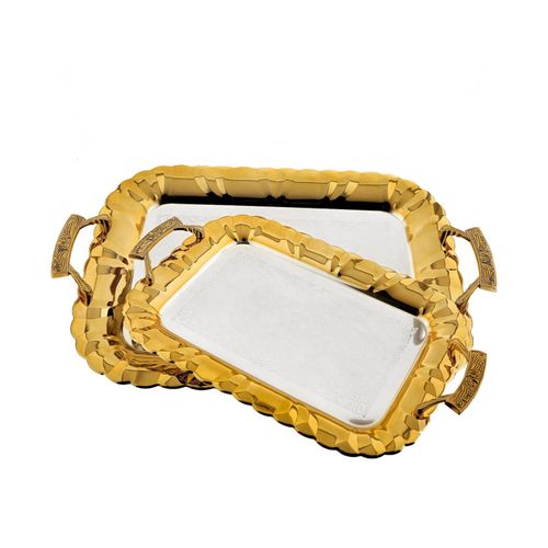 4255829530757 - 2er-Set Serviertabletts aus hochwertigem 18 10 Edelstahl 4255829530757 - 2er-Set Serviertabletts aus hochwertigem 18 10 Edelstahl