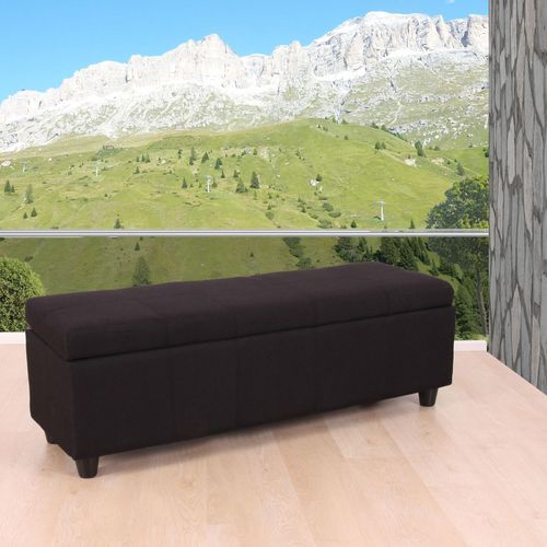 4052826156191 - Aufbewahrungs-Truhe Kriens Sitzbank Bank Stoff Textil 45x114x45cm MVG-zertifiziert ~ schwarz
