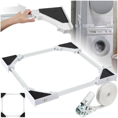 4061173268907 - tectake® Verbindungsrahmen für Waschmaschinen und Wäschetrockner langlebiger Kunststoff und rostfreier Edelstahl 46 - 66 x 46 - 66 x 7 cm inklusive Ratschenseil 4061173268907 - tectake® Verbindungsrahmen für Waschmaschinen und Wäschetrockner langlebiger Kunststoff und rostfreier Edelstahl 46 - 66 x 46 - 66 x 7 cm inklusive Ratschenseil