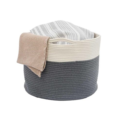 4057216044225 - Ø50x35 Baumwoll Seilkorb 60L Aufbewahrungskorb Boho Wäschekorb Kinderzimmer Korb - grau 4057216044225 - Ø50x35 Baumwoll Seilkorb 60L Aufbewahrungskorb Boho Wäschekorb Kinderzimmer Korb - grau