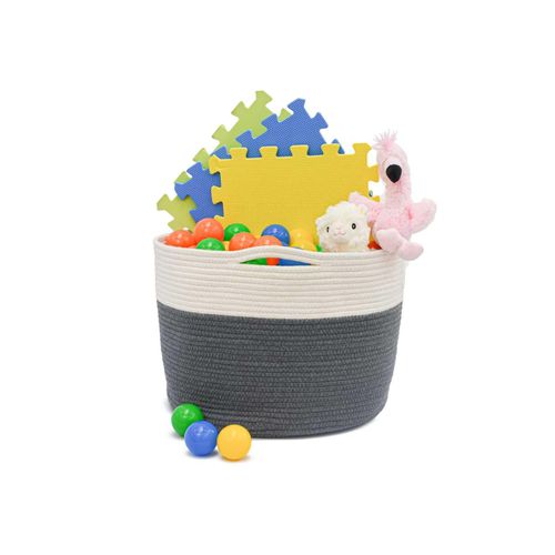 4057216044249 - - 39x30 Baumwoll Seilkorb 35L Aufbewahrungskorb Boho Wäschekorb Kinderzimmer Korb - weiss