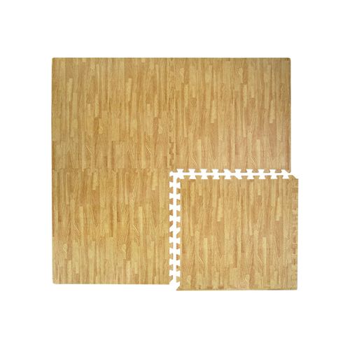 4057216014211 - Eyepower - Puzzlematte Holzmotiv 60x60cm Boden Deko Matte Schutzmatte Puzzle Teppich Holzmuster Hellbraun - hellbraun