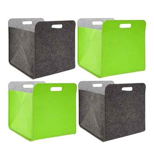 4057216041798 - No Brand - 4er Set Filz Aufbewahrungsbox 33x33x38cm Kallax Filzkorb Regal Box Grau-Grün