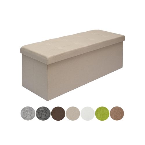 4057216035834 - Sitzbank Faltbar 110x38x38cm Sitztruhe inkl 2 Trennwände 120L Polsterbank Beige 4057216035834 - Sitzbank Faltbar 110x38x38cm Sitztruhe inkl 2 Trennwände 120L Polsterbank Beige