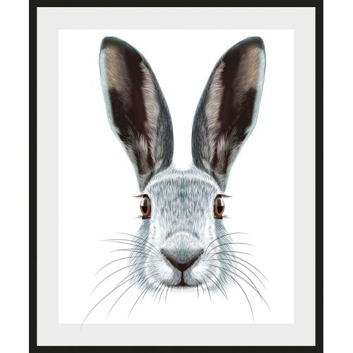4049009930440 - Bild »Selma« Hase-Hasen-Schwarz-Weiss-Kunst-Haustiere (1 St) HD Premium Poster-Druck inkl Holzrahmen