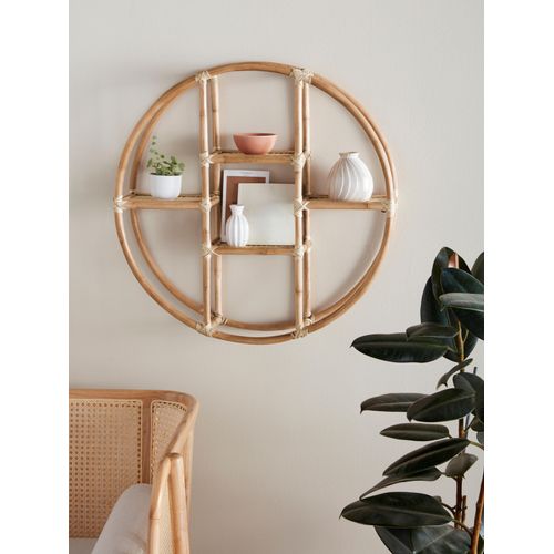 8935325503986 - Deko-Wandregal ANDAS Lundtoft Regale Gr B H T 66 cm x 66 cm x 15 cm 4 St beige (natur) Deko-Regale rund aus Rattan Ø 66cm
