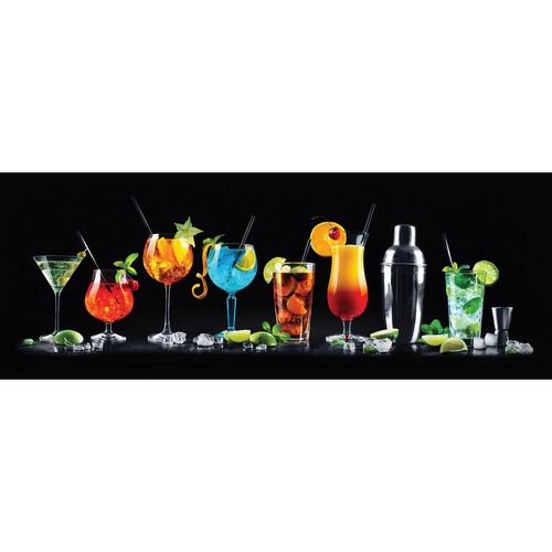 4260664195054 - Glasbild Colourful Cocktails  Mehrfarbig  Glas  Getränke  rechteckig  30x80 cm  Fotografie einfache und schnelle Anbringung glänzend 