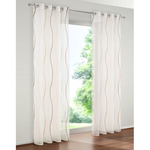 6920192996605 - Gardine MY HOME Dimona Gr 6 beige (creme schoko) B140cm H295cm Voile Polyester Gardinen 2-er Set transparent Voile Polyester Wellen