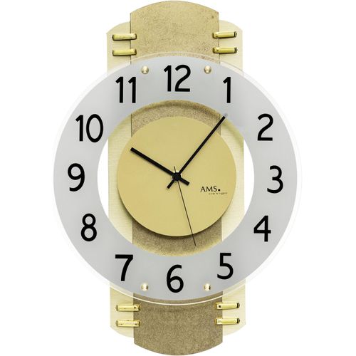 4037445162006 - Funkwanduhr AMS gold (goldfarben) Wanduhren B H L 28cm x 6cm x 40cm Quarzuhr Wanduhr Made in Germany Wohnzimmer Esszimmer Büro