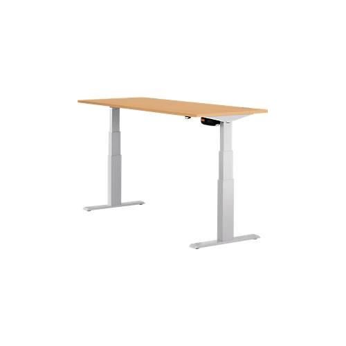4250510855461 - Select Schreibtisch ERGO-T elektrisch höhenverstellbar Rechteck T-Fuß B 1600 x T 800 x H 640-1300 mm Buche-Dekor weißaluminium 4250510855461 - Select Schreibtisch ERGO-T elektrisch höhenverstellbar Rechteck T-Fuß B 1600 x T 800 x H 640-1300 mm Buche-Dekor weißaluminium