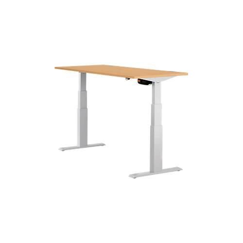 4250510855416 - Select Schreibtisch ERGO-T elektrisch höhenverstellbar Rechteck T-Fuß B 1200 x T 800 x H 640-1300 mm Buche-Dekor weißaluminium 4250510855416 - Select Schreibtisch ERGO-T elektrisch höhenverstellbar Rechteck T-Fuß B 1200 x T 800 x H 640-1300 mm Buche-Dekor weißaluminium