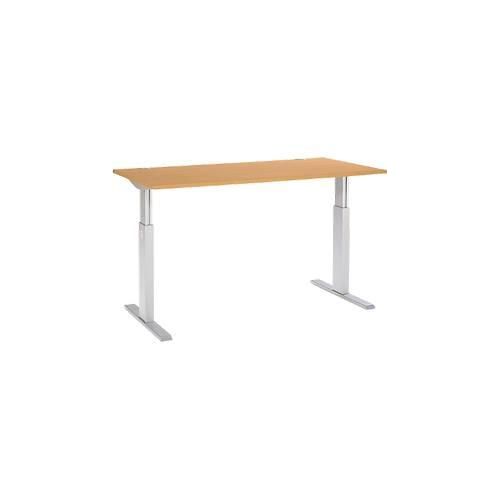 4250510855218 - Select Schreibtisch ERGO-T elektrisch höhenverstellbar Rechteck T-Fuß B 1600 x T 800 x H 725-1185 mm Buche-Dekor weißaluminium 4250510855218 - Select Schreibtisch ERGO-T elektrisch höhenverstellbar Rechteck T-Fuß B 1600 x T 800 x H 725-1185 mm Buche-Dekor weißaluminium