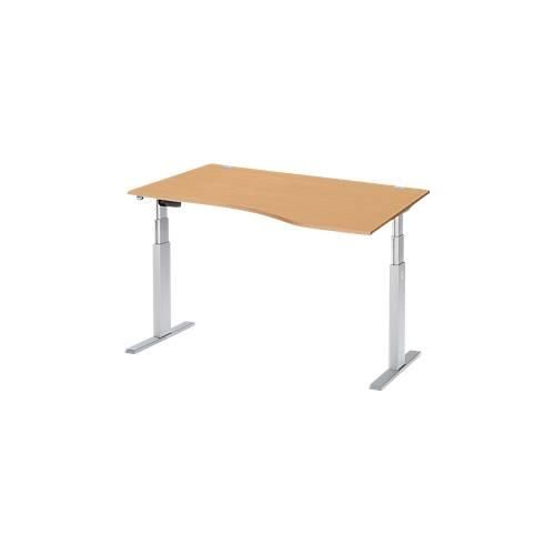 4250510855614 - Select Schreibtisch ERGO-T elektrisch höhenverstellbar Freiform Ansatz rechts T-Fuß B 1800 x H 640-1300 mm Buche-Dekor weißalu 4250510855614 - Select Schreibtisch ERGO-T elektrisch höhenverstellbar Freiform Ansatz rechts T-Fuß B 1800 x H 640-1300 mm Buche-Dekor weißalu