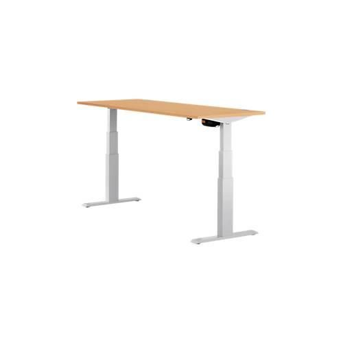 4250510855515 - Select Schreibtisch ERGO-T elektrisch höhenverstellbar Rechteck T-Fuß B 1800 x T 800 x H 640-1300 mm Buche-Dekor weißaluminium 4250510855515 - Select Schreibtisch ERGO-T elektrisch höhenverstellbar Rechteck T-Fuß B 1800 x T 800 x H 640-1300 mm Buche-Dekor weißaluminium