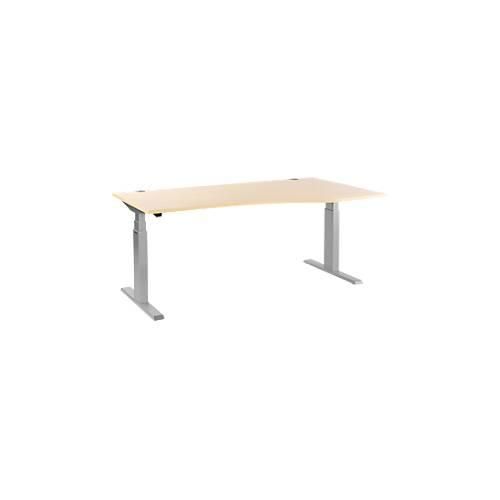 4250510855621 - Select Schreibtisch ERGO-T elektrisch höhenverstellbar Freiform Ansatz rechts T-Fuß B 1800 x H 640-1300 mm Ahorn-Dekor weißalu 4250510855621 - Select Schreibtisch ERGO-T elektrisch höhenverstellbar Freiform Ansatz rechts T-Fuß B 1800 x H 640-1300 mm Ahorn-Dekor weißalu