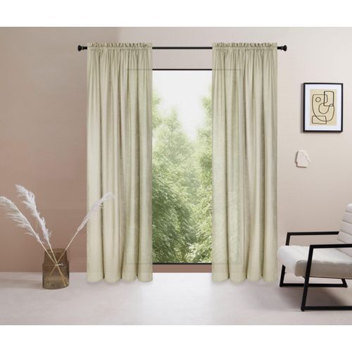 6941446633800 - Gardine LEGER HOME BY LENA GERCKE Marusha Gardinen Gr 225cm Stangendurchzug 140cm grün 1 Schal Leinenoptik gewebt verschiedene Größen