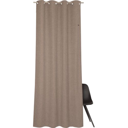4005414267465 - Vorhang Harp Esprit Ösen (1 St) blickdicht Microfaser HxB 250x140 Blickdicht mit Lederlabel (BxH) 140 x 250 cm braun