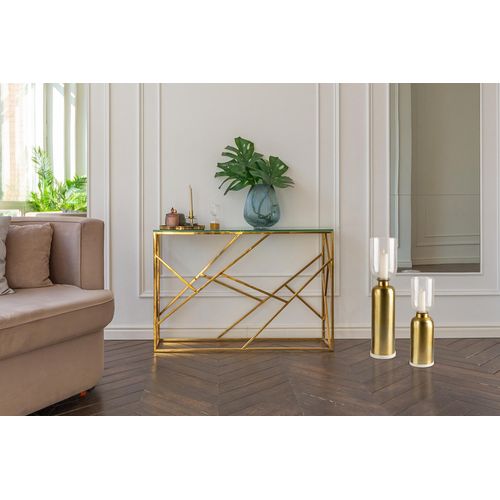 4063074725503 - Kerzenhalter KAYOOM Bodenkerzenhalter Shanti 225 gold B16cm Kerzenhalter Bodenkerzenhalter aus Metall Marmor-Sockel Windlicht aus Glas