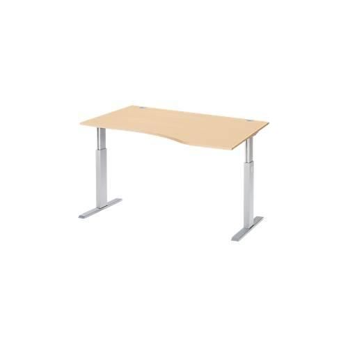 4250510855379 - Select Schreibtisch ERGO-T elektrisch höhenverstellbar Freiform Ansatz rechts T-Fuß B 1800 x H 725-1185 mm Ahorn-Dekor weißalu
