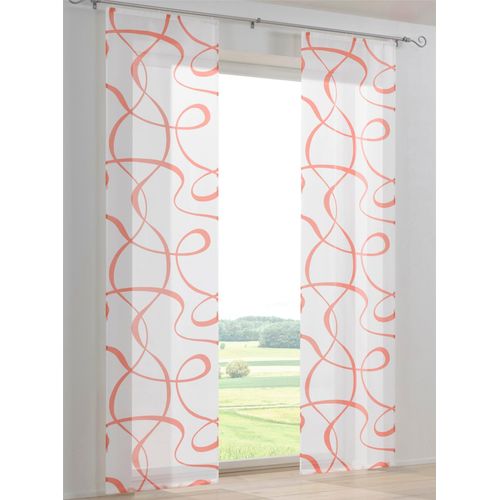 6943755985014 - Schiebegardine HEINE HOME Gr 4 weiß (weiß rot) Gardinen 245cm Klettschiene Klettschiene 60cm Polyester B60cm H245cm