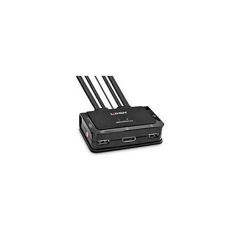 4002888423441 - LINDY LINDY 2 Port DisplayPort 12 USB 20 KVM Switch mit Audio KVM-Umschalter Display-Port Maus Tastatur 4096 x 2160 Pixel