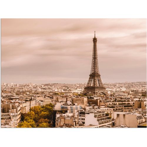 4062144358702 - Wandbild ARTLAND Paris Eiffelturm I Bilder Gr B H 120 cm x 90 cm Alu-Dibond-Druck Frankreich Querformat 1 St beige (natur) Bild Leinwandbild Kunstdrucke Bilder als Alubild Leinwandbild Wandaufkleber oder Poster in versch Größen