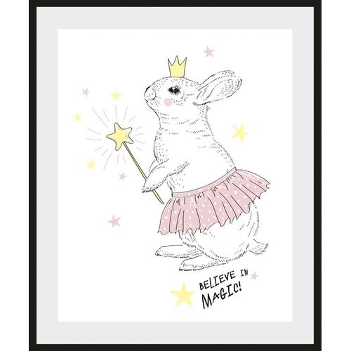 4049009865124 - Bild »Aldus« Hase-Hasen-Haustiere-Kunst-Stern-Sterne-Prinzessinnen (1 St) HD Premium Poster-Druck inkl Holzrahmen
