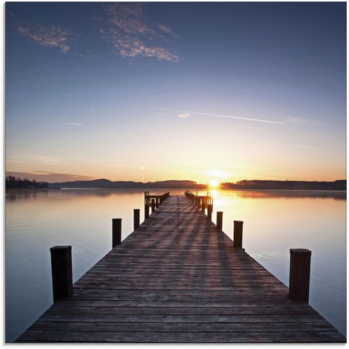 4055327023863 - Glasbild ARTLAND Sonnenstrahlen - Sonnenuntergang Bilder Gr B H 50 cm x 50 cm Gewässer 1 St blau Glasbilder Bilder in verschiedenen Größen