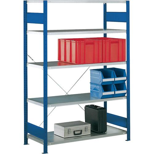 4061753012500 - eurokraft pro Steckregal einreihig Fachboden-BxT 1300 x 400 mm blau Höhe 2000 mm Grundregal 4061753012500 - eurokraft pro Steckregal einreihig Fachboden-BxT 1300 x 400 mm blau Höhe 2000 mm Grundregal