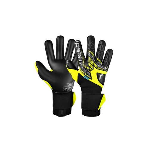 4060485557501 - Torwarthandschuhe REUSCH Attrakt Gold X NC Gravity Damen Gr 105 gelb (gelb schwarz) 63% Elastodien 31% Polyester 3% Polyamid 3% Polyurethan mehrfarbig Handschuhe mit maximalem Grip