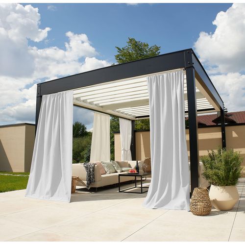 4006470549878 - Vorhang nach Maß NEUTEX FOR YOU Outdoorvorhang SOLERO weiß (wollweiß) B350cm H225cm Jacquard Obermaterial 100% Polyester Gardinen nach Maß Uni Outdoorvorhang mit leichter Struktur 4006470549878 - Vorhang nach Maß NEUTEX FOR YOU Outdoorvorhang SOLERO weiß (wollweiß) B350cm H225cm Jacquard Obermaterial 100% Polyester Gardinen nach Maß Uni Outdoorvorhang mit leichter Struktur
