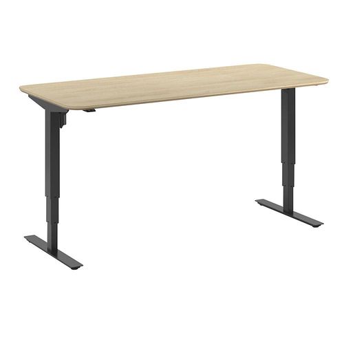 4061753261601 - Schreibtisch Atlanta Trend elektrisch höhenverstellbar gerade abgerundete Ecken BxT 1800 x 800 mm Eiche schwarz